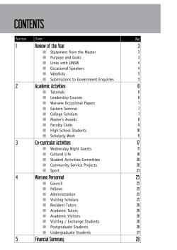 CONTENTS - Warrane College
