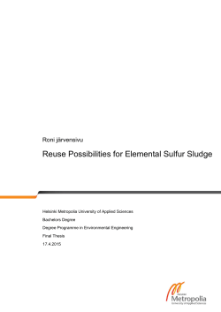 Reuse Possibilities for Elemental Sulfur Sludge