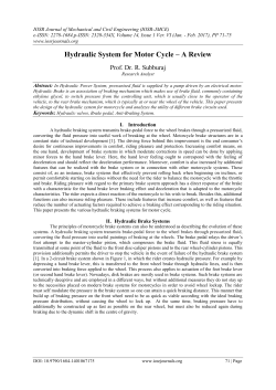 Hydraulic System for Motor Cycle – A Review