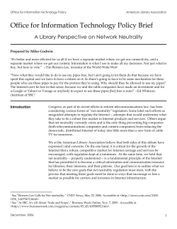 A Library Perspective on Network Neutrality