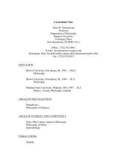 Curriculum Vitae - Rutgers Philosophy Department