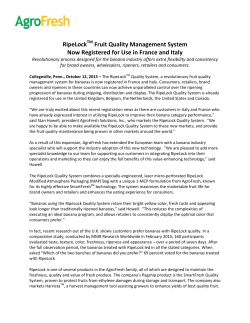 RipeLockTM Fruit Quality Management System Now
