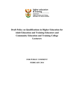 Policy on Qualifications in Higher Education for Adult Education and