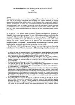 The Worshipper and the Worshipped in the Pyramid Texts