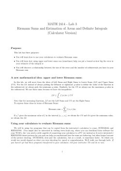 Lab 3 Riemann Sums and Estimation of Areas and Definite Integrals