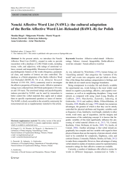 Nencki Affective Word List (NAWL): the cultural adaptation of the