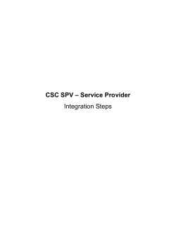 CSC SPV &ndash; Service Provider Integration Steps