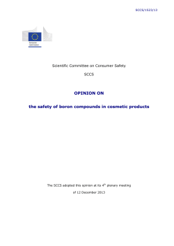 Opinion on the safety of boron compounds in cosmetic products