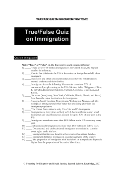 True/False Quiz on Immigration