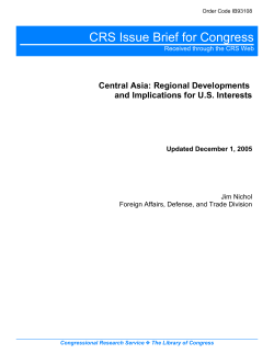 Central Asia: Regional Developments and Implications for US Interests
