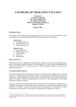 Summary of Thailand`s Tax Laws
