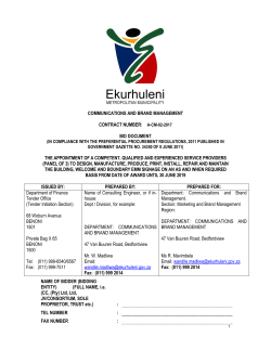 TENDER - A-CM 02-2017 (PANEL OF 3 WELCOME AND