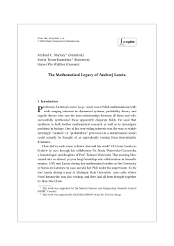 e Mathematical Legacy of Andrzej Lasota