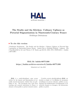 The Studio and the Kitchen: Culinary Ugliness as Pictorial - Hal-SHS