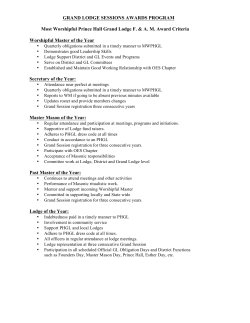 GRAND LODGE SESSIONS AWARDS PROGRAM Most Worshipful