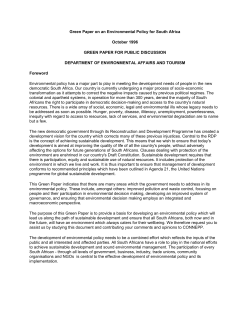Green Paper on an Environmental Policy for South Africa October