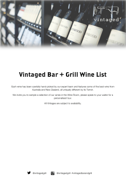 Boutique Wine Menu - Vintaged Bar + Grill