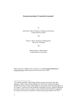 Entrepreneurship in Transition Economies