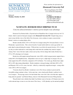 Monmouth University Poll NJ SENATE: BOOKER EDGE SHRINKS