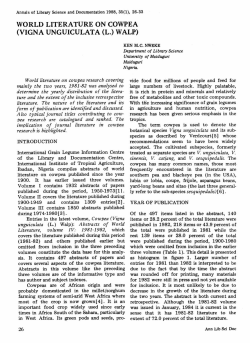 world literature on cowpea