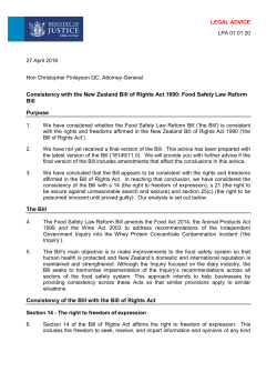 Consistency with the New Zealand Bill of Rights