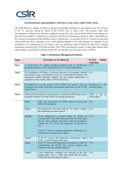 Interference Management Protocol for Cape Town TVWS