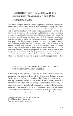 SHANTiES AND THE DivESTMENT MovEMENT oF THE 1980S