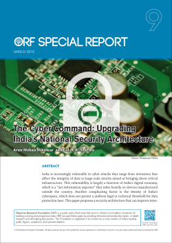 The Cyber Command: Upgrading India`s National Security