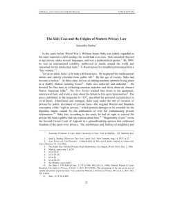 The Sidis Case and the Origins of Modern Privacy Law