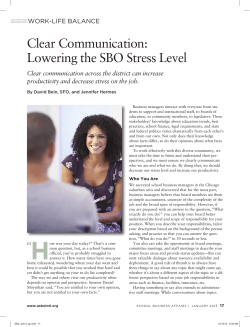 Clear Communication: Lowering the SBO Stress Level