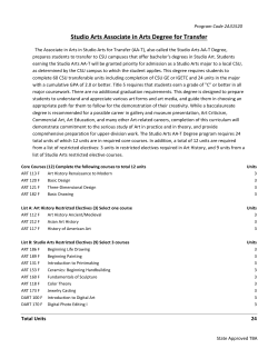 Studio Arts Associate in Arts Degree for Transfer