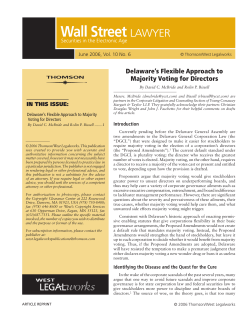 Delaware`s Flexible Approach to Majority Voting for Directors, Wall
