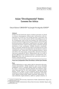 Asian `Developmental` States: Lessons for Africa