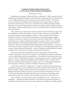 Harriet Reifsnyder Sharpless, Civil War Nurse from Bloomsburg