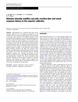 Stimulus intensity modifies saccadic reaction time and visual