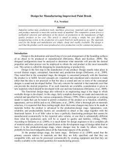 Design for Manufacturing Improvised Paint Brush