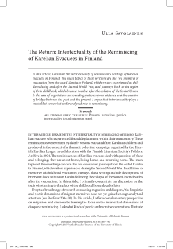Intertextuality of the Reminiscing of Karelian Evacuees in Finland