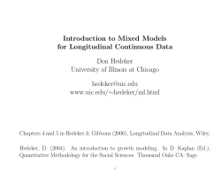 Introduction to Mixed Models for Longitudinal Continuous Data Don