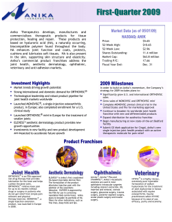 Anika Therapeutics develops, manufactures and commercializes