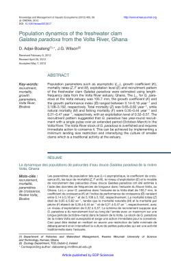 Population dynamics of the freshwater clam Galatea paradoxa from