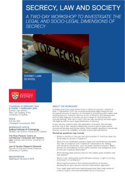 secrecy, law and society - The University of Sydney