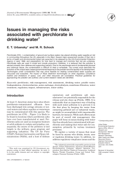 Issues in managing the risks associated with perchlorate in drinking