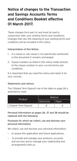 Transaction and Savings Accounts Terms and Conditions