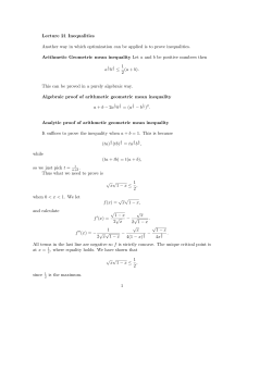Lecture 21 Inequalities Another way in which optimization can be