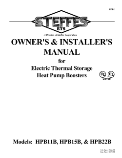 Heat Pump Booster Owner`s Manual