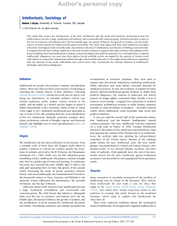 Intellectuals, sociology of. - Computing in the Humanities and Social