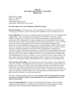 CRM 395 THE FIRST AMENDMENT AND CRIME SPRING 2017