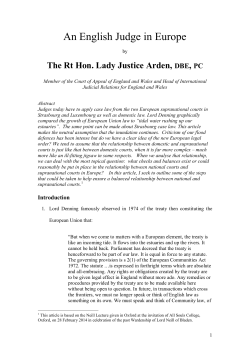 An English Judge in Europe - Courts and Tribunals Judiciary