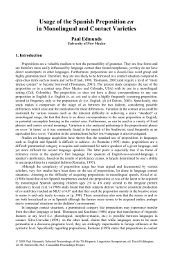 Usage of the Spanish Preposition en in Monolingual and Contact