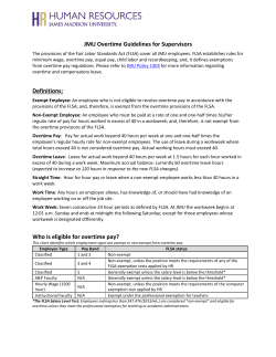 JMU Overtime Guidelines for Supervisors Definitions: Who is eligible